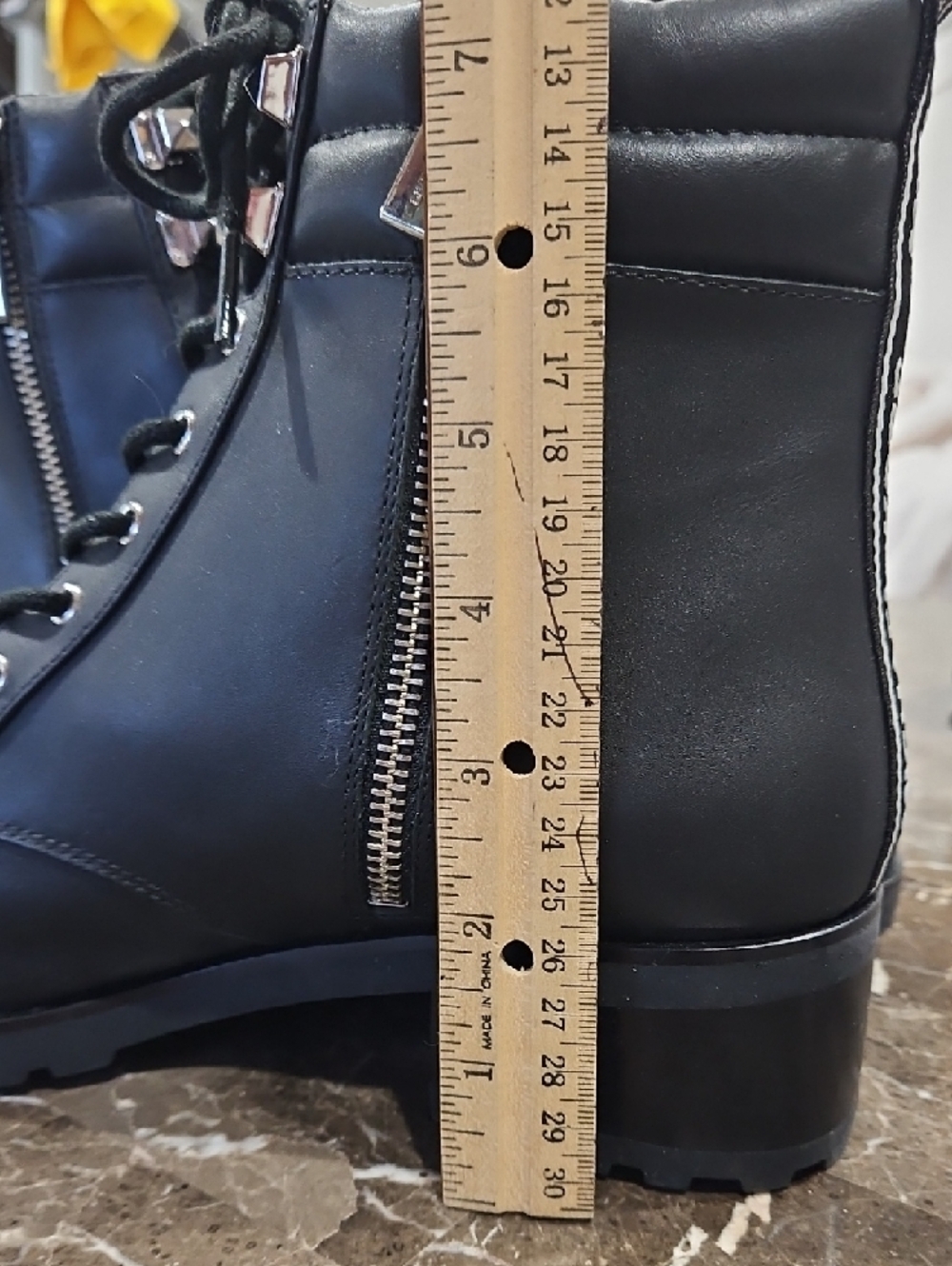 Michael Kors Black Lace-Up Ankle Boots with Side Zip and Stud Accents - Picture 7 of 8
